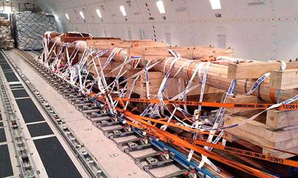 Air Freight project cargo inside airplane