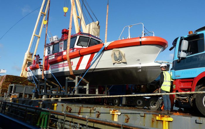 Fireboat on vessel from the UK to Caribbean