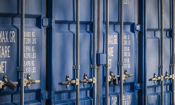 Shipping containers lined up side by side